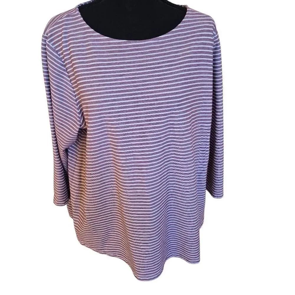 Ruby Road Womens Pullover Casual Striped Long Sleeve T Shirt Size 1X
